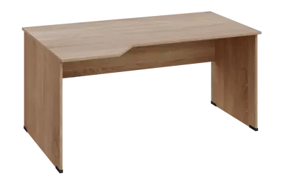 EZL 28 - 164 stůl kancelářský, rohový, levý, dřevěná podnož, deska 25 mm, široký 1600 mm, dub bardolino